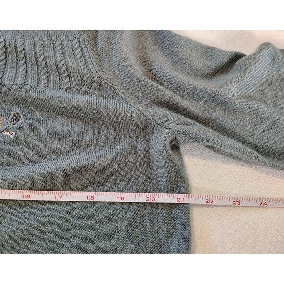 Vintage Koret Embroidered Floral Knit Cardigan Sweater Women’s Large Blue - Picture 8 of 8
